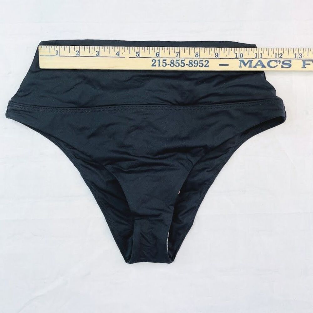 prAna Aurelia Bikini Bottom Women XS Black High Rise Cheeky Beach Vacation NEW! - Picture 9 of 14